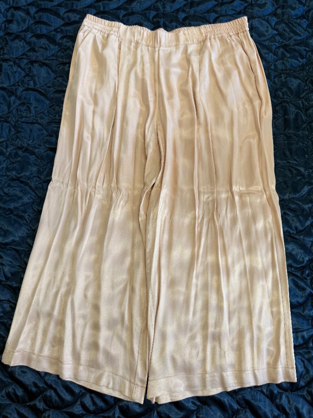 Karen Millen Satin Wide Leg Pants Cream Champagne Plus